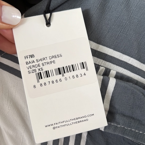 FAITHFUL THE BRAND Baia Shirt Dress in Verde Stripe - Picture 5 of 5